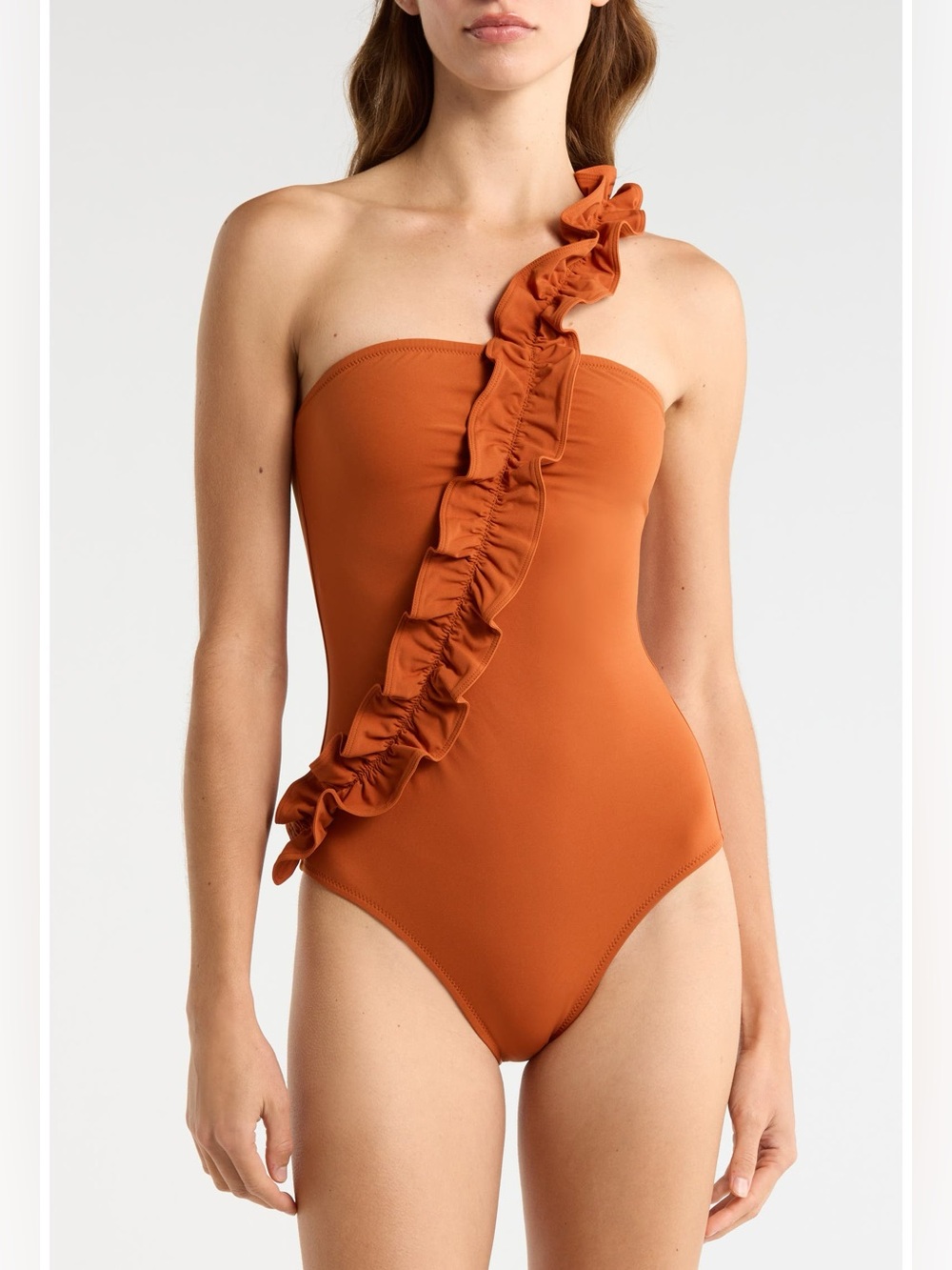 NWT ULLA JOHNSON Capri One-Shoulder One-Piece Swimsuit